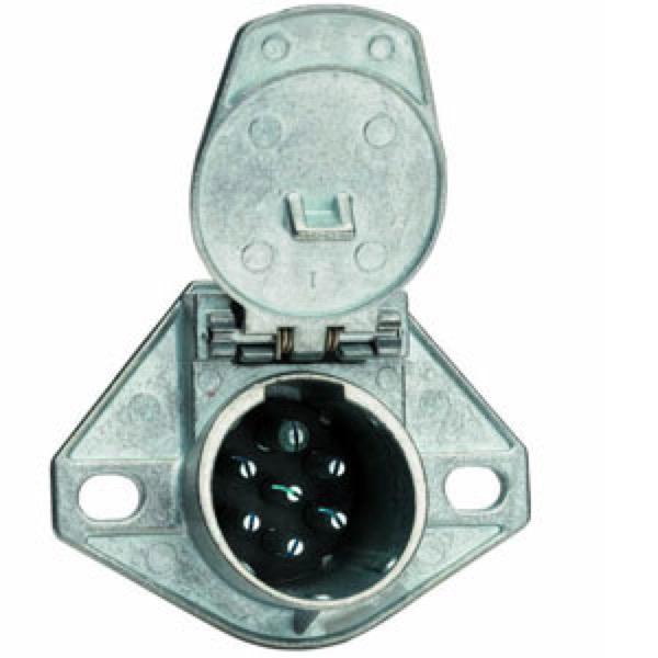 Socket - 7 Pin, Split Pin, 2 Hole Mount, Zinc Die-Cast