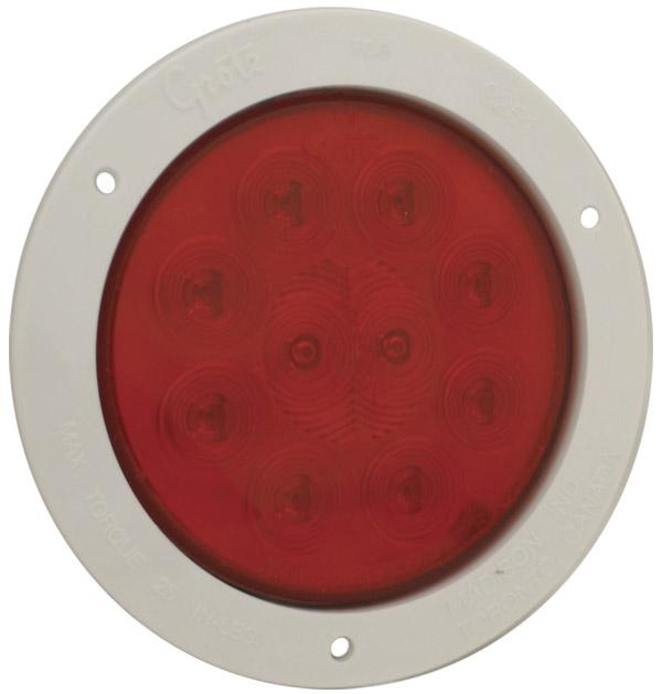 STT LAMP, 4&quot;,RED,W/WHITE THEFT RESISTANT FLANGE,SUPERNOVA® LED