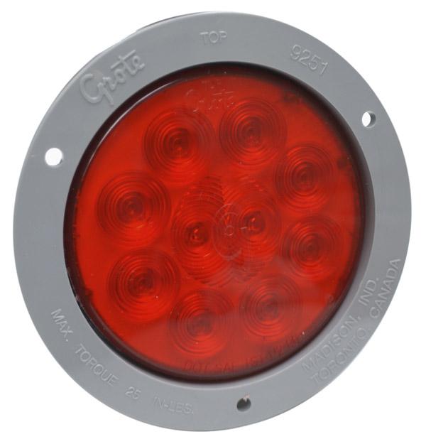 STT LAMP, 4", RED, SUPERNOVA® LED, 10 DIODE W/GRAY FLANGE